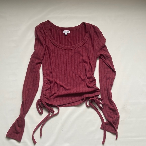 love, Fire Sweaters - Love,fire pink tie on the side long sleeve shirt  Size Small